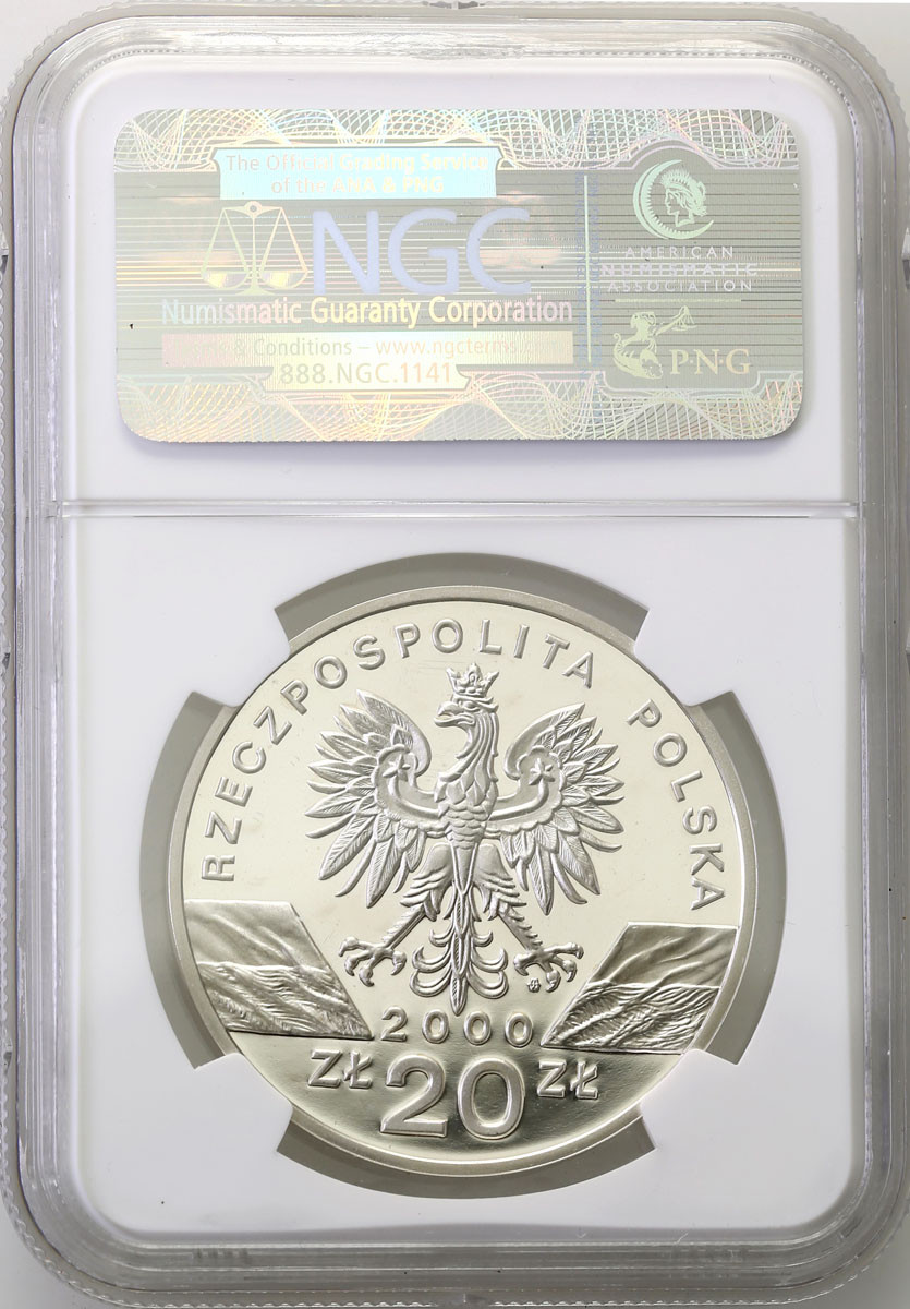 III RP. 20 złotych 2000 Dudek NGC PF69 ULTRA CAMEO